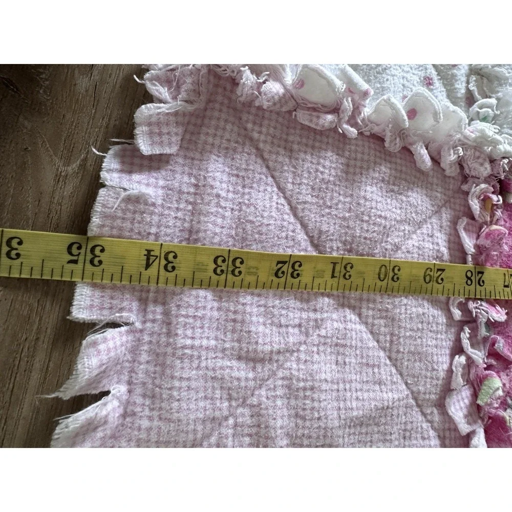 Handmade Baby Rag Quilt Blanket Pink Flannel Patchwork Lovey 35x50